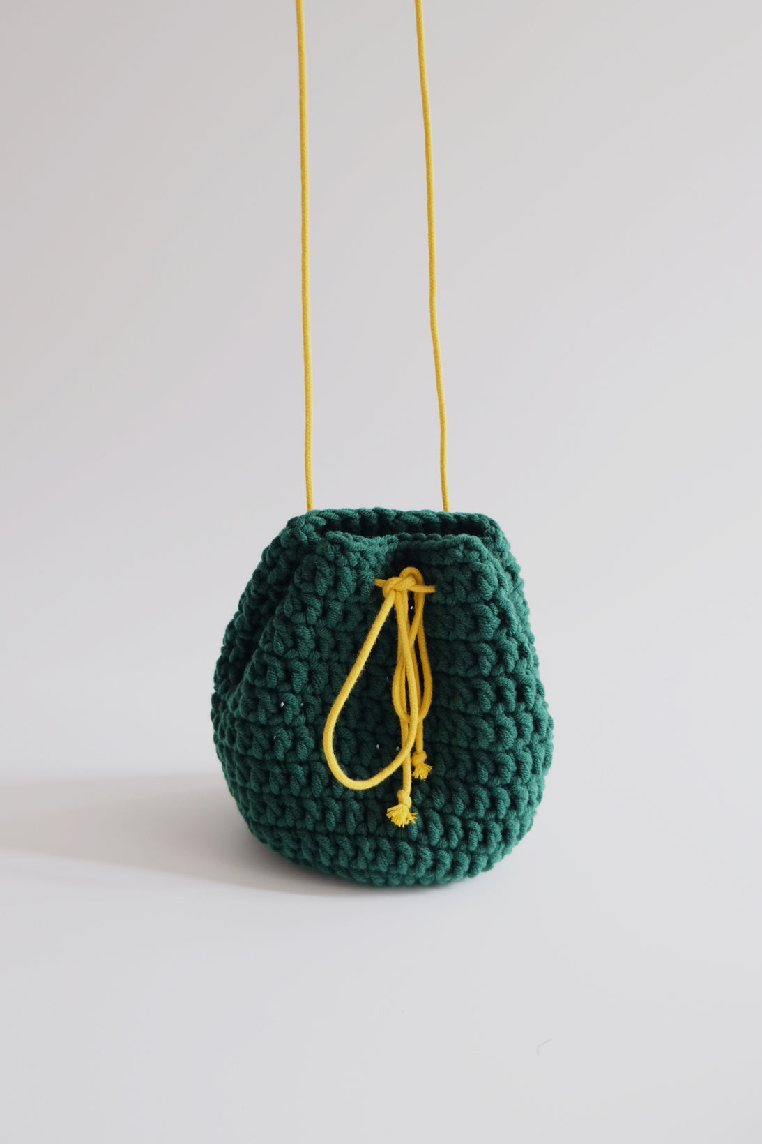 Mini cc drawstring crochet bucket bag