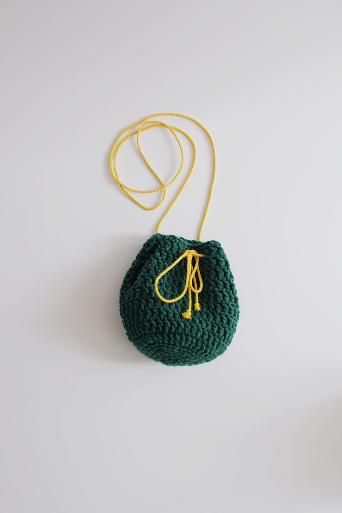 Mini cc drawstring crochet bucket bag