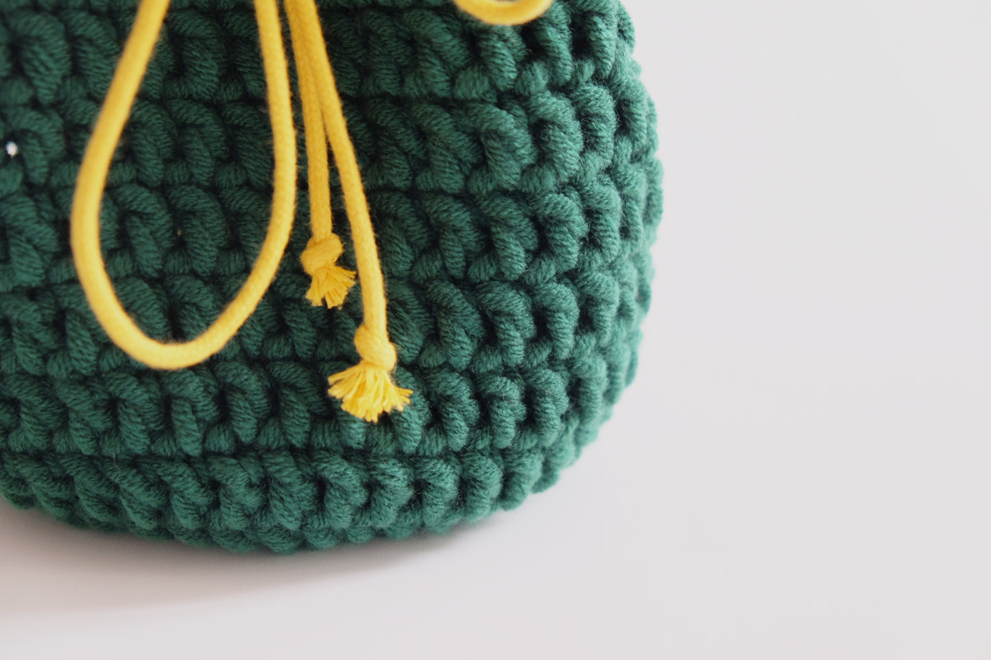 Mini cc drawstring crochet bucket bag