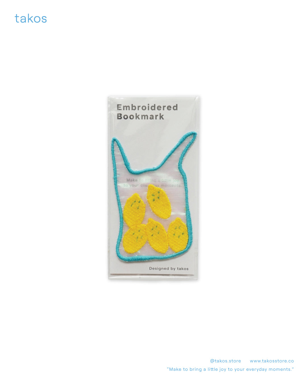 Embroidery Bookmark  - Fruit Collection Lemon