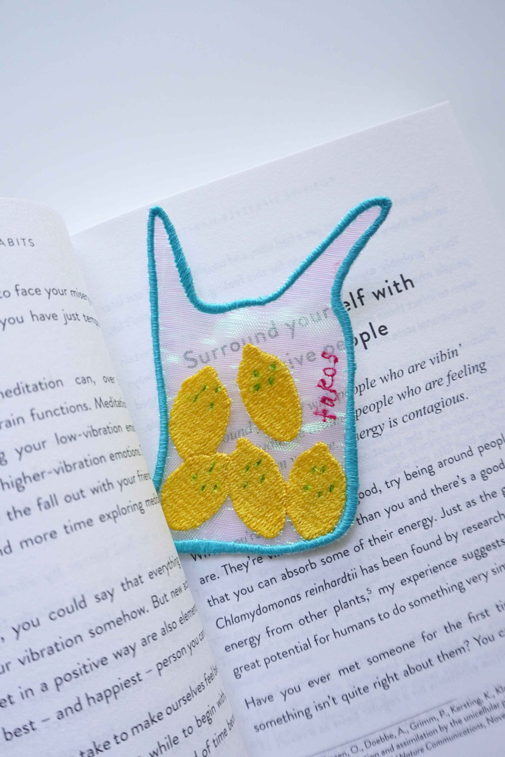 Embroidery Bookmark - Lemon