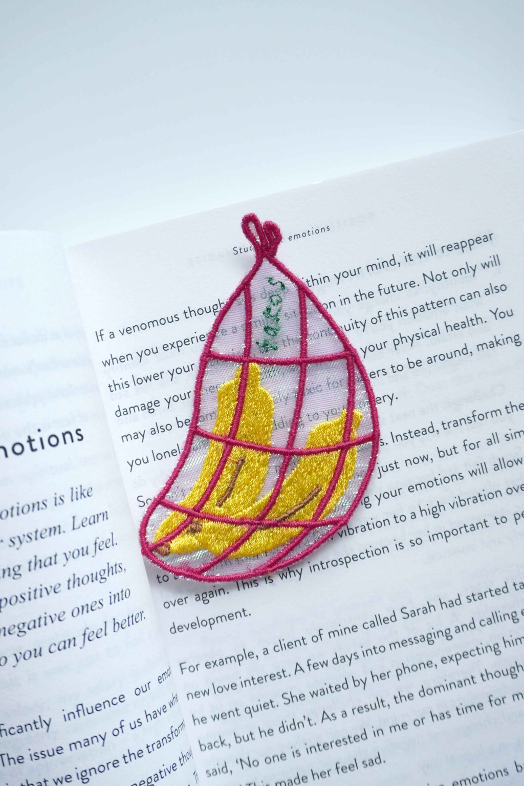 Embroidery Bookmark - Banana