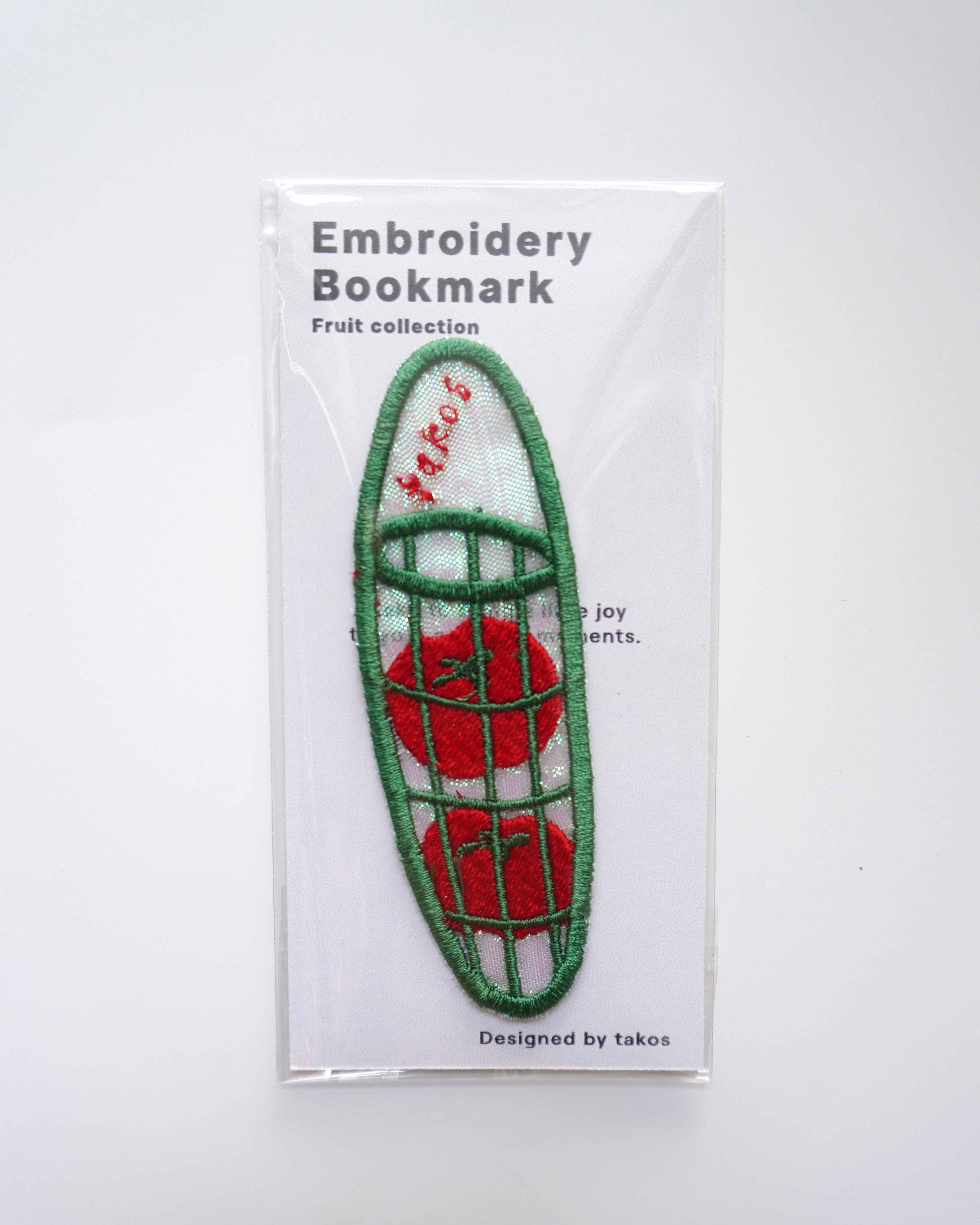 Embroidery Bookmark - Tomato