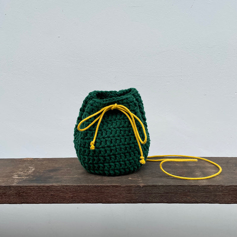 Mini cc drawstring crochet bucket bag